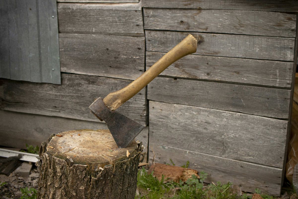 Axe in a tree stump